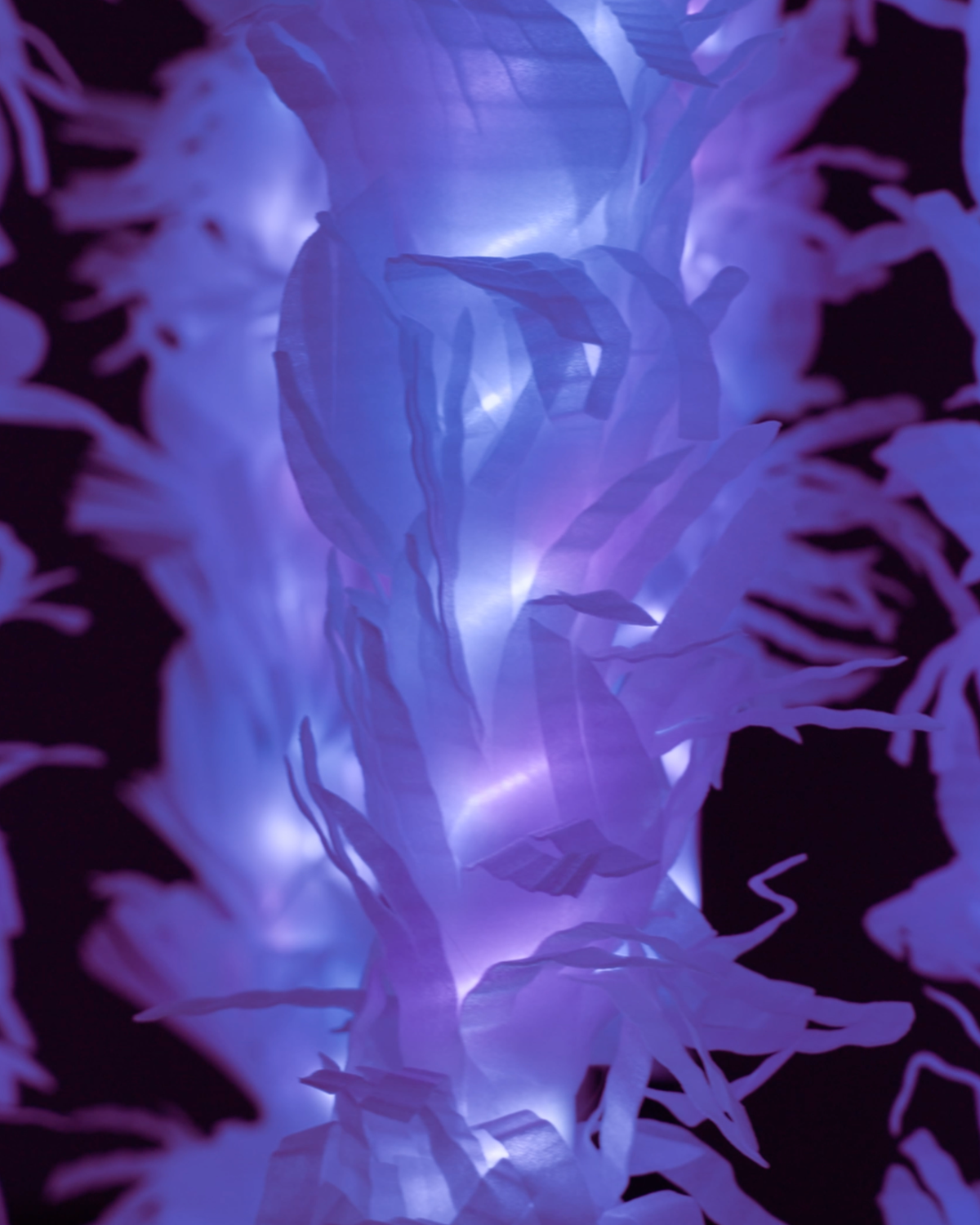Detail of a white illuminated installation